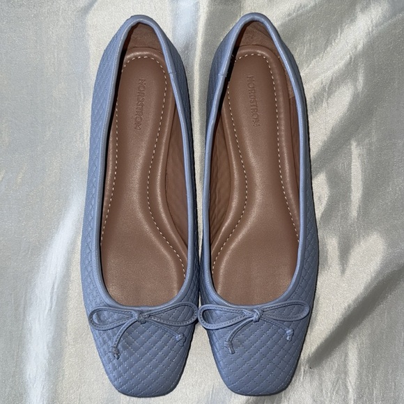 New Light Blue Quilted Ashton Ballet Flats Elegant Loafers Coquette Preppy Bow - Picture 1 of 11